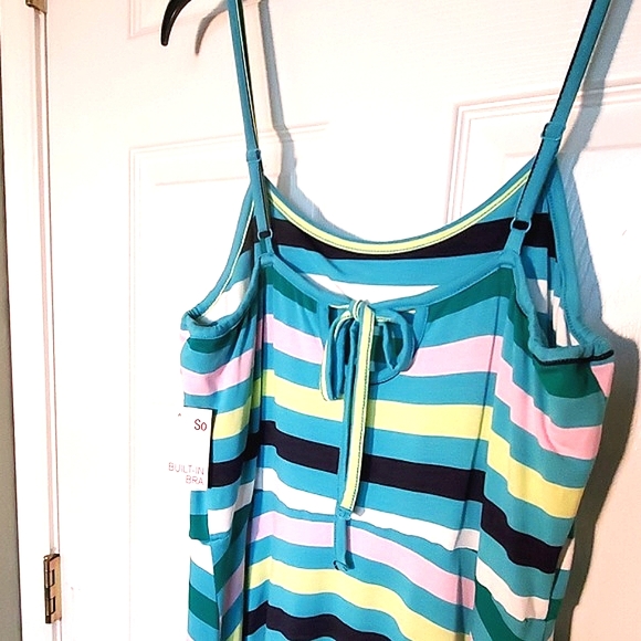 NWT SO Back Keyhole Skater Dress, Blue Stripe - Picture 5 of 5